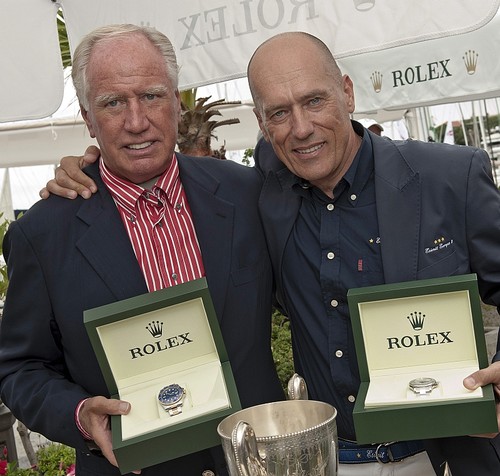 Neville Crichton, owner of SHOCKWAVE, overall winner and Igor Simcic, owner of ESIMIT EUROPA 2, line honours winner ©  Rolex/ Kurt Arrigo http://www.regattanews.com